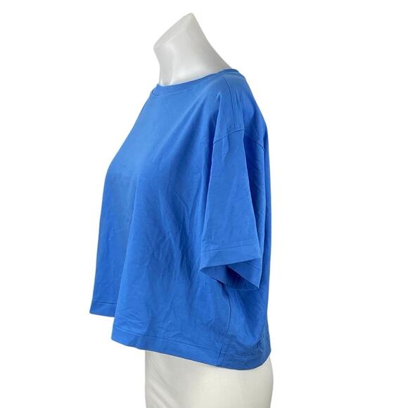 Lululemon Women's Blue Crewneck Short Sleeve Crop Activewear Tee T-shirt Top M - Picture 2 of 4